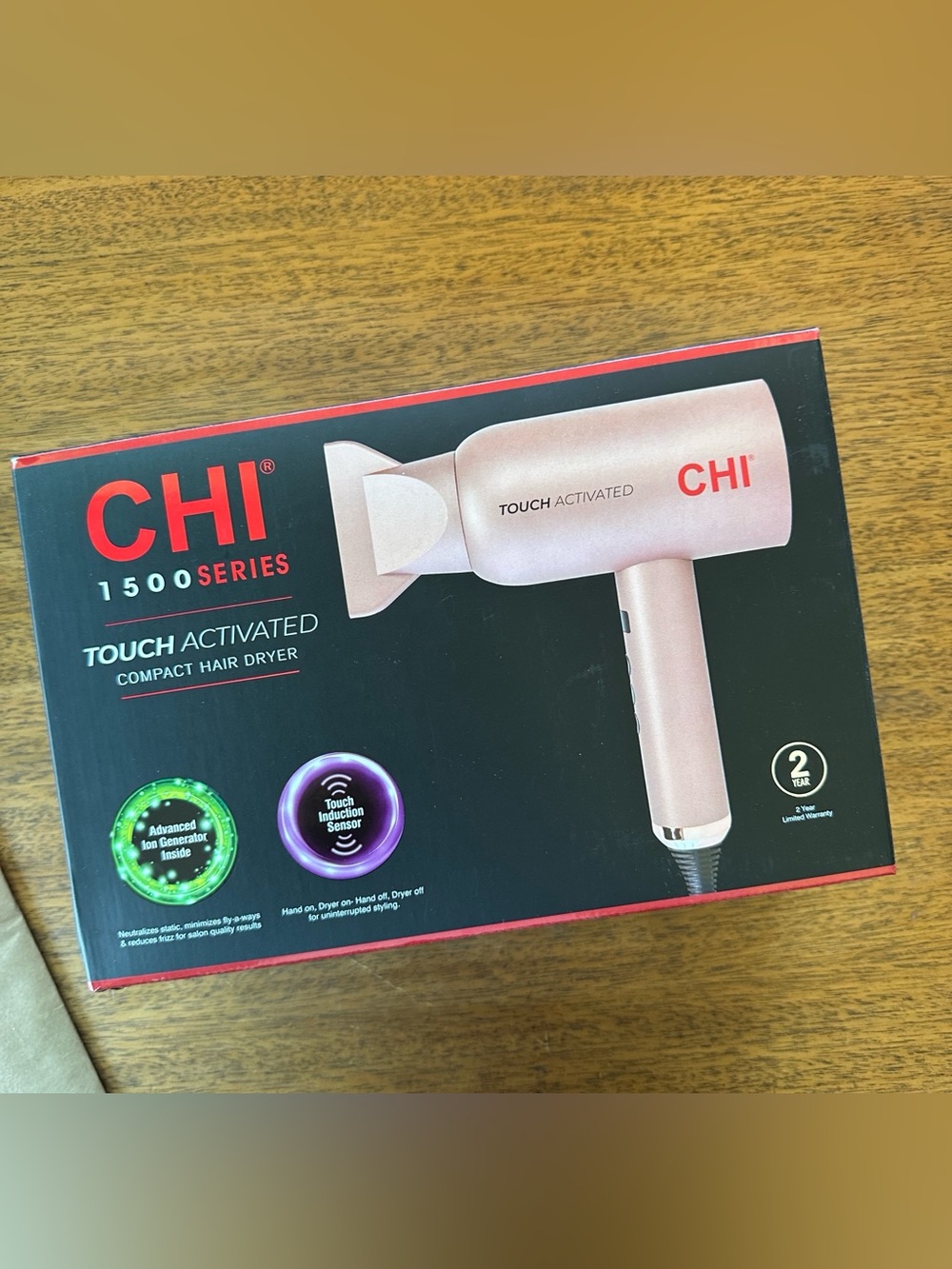 CHI 1500 Series Touch Activated Compact Hair Dryer - Rose Gold